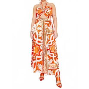 NEW HER BOTTARI reese midi dress in orange